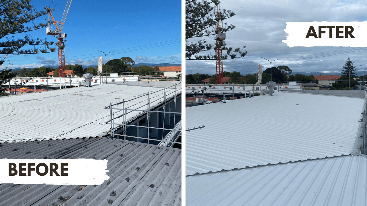 Beachfront Property Roof Upgrade - Before and after roofing transformation in Burleigh Heads