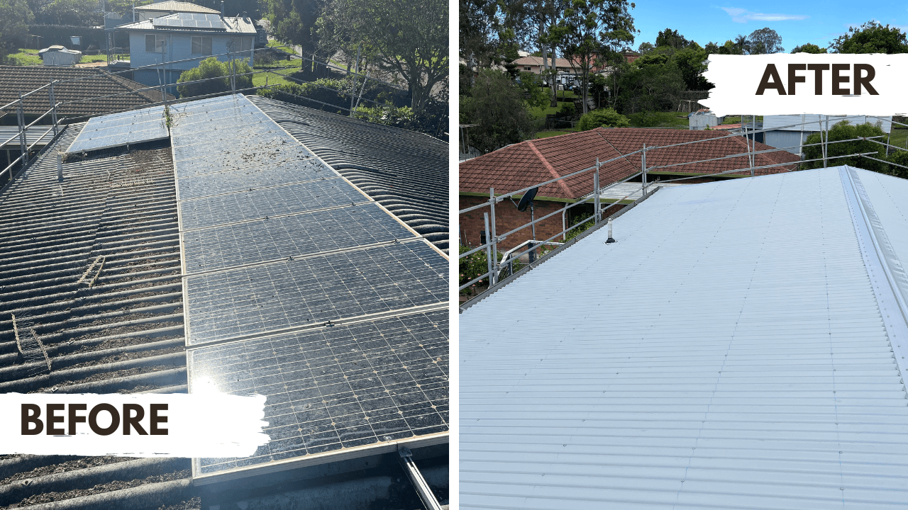 Professional asbestos roof replacement in Redbank Plains Brisbane featuring safe removal and modern metal roofing installation by certified CBMR roofers