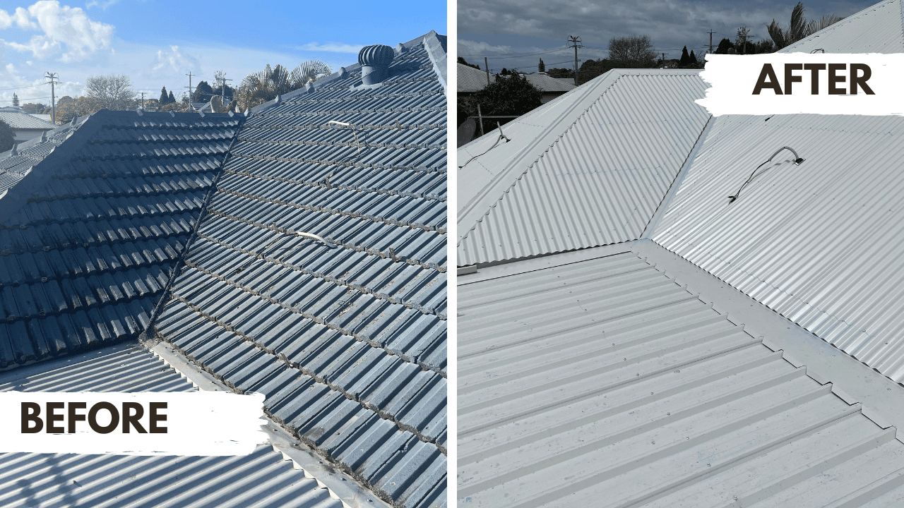 Complete Roof Transformation in Robina - Before and after roofing transformation in Robina